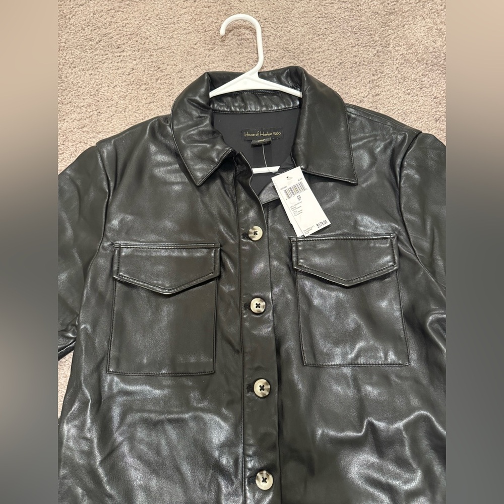 House of Harlow 1960 Black Faux Leather Button Dress